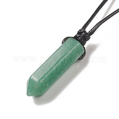 Natural & Synthetic Mixed Gemstone Bullet Pendant Necklace with Waxed Cords for Women&nbsp;NJEW-M196-02