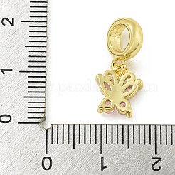 Rack Plating Brass Pave Thistle Cubic Zirconia Butterfly European Dangle Charms&nbsp;KK-Z067-46G