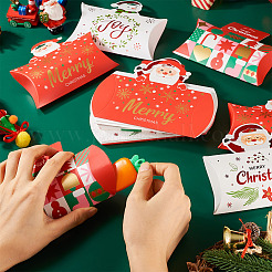20Pcs 4 Styles Christmas Theme Paper Pillow Gift Boxes&nbsp;CON-TA0001-25
