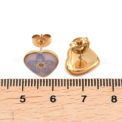 Heart Epoxy Resin Stud Earrings&nbsp;EJEW-P339-01G