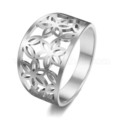 Flower Pattern Hollow Out 304 Stainless Steel Finger Rings&nbsp;FS-WGDCC5F-01