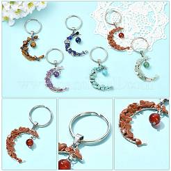 7Pcs Natural & Synthetic Mixed Stone Keychains&nbsp;KEYC-FS00049