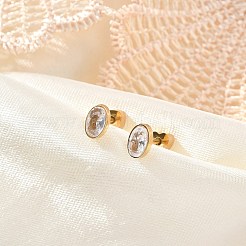 304 Stainless Steel Rhinestone Stud Earrings for Women&nbsp;EJEW-M068-03G-01
