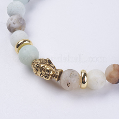 Natural Flower Amazonite Beads Stretch Bracelets&nbsp;BJEW-E325-D01-F