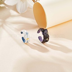 Glitter Enamel Twist Wave Open Cuff Ring&nbsp;JR919A