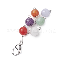Round Natural Amethyst & Quartz & Malaysia Jade & Carnelian & White Jade Pendant Decorations&nbsp;HJEW-JM02693-01