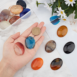 15Pcs 15 Colors Oval Dyed Natural Crackle Agate Cabochons&nbsp;G-AR0004-16