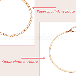 4Pcs 4 Style Alloy Paperclip & Herringbone Chain Necklaces Set&nbsp;NJEW-AN0001-09