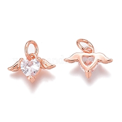 Brass Micro Pave Clear Cubic Zirconia Charms&nbsp;ZIRC-O035-26RG