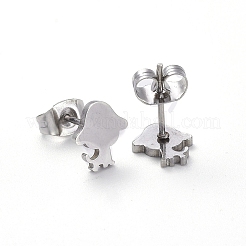 Tarnish Resistant 304 Stainless Steel Puppy Stud Earrings&nbsp;EJEW-H368-28P