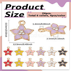 24Pcs 6 Colors Flower Alloy Enamel Pendants&nbsp;ENAM-LP0001-54