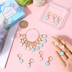 Flat Round with Number Alloy Enamel Pendant Stitch Markers&nbsp;HJEW-SC00010