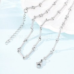 3.5MM 304 Stainless Steel Twisted Bar Link Chain Necklaces for Women Men&nbsp;NJEW-F365-01P