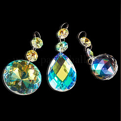 3Pcs 3 Styles Crystal Glass Hanging Sun Catcher&nbsp;HJEW-TADJ0001-03