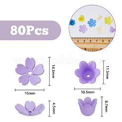 HOBBIEASY 80Pcs 8 Style Rubberized Style Opaque Acrylic Bead Caps&nbsp;ACRP-HY0001-03