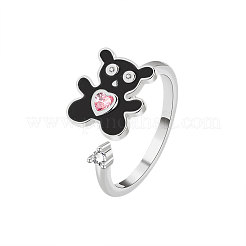Brass Pave Cubic Zirconia Enamel Rotating Cuff Open Rings for Women&nbsp;FS-WGCF8B8-01