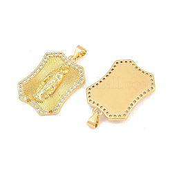Brass Micro Pave Clear Cubic Zirconia Pendants&nbsp;KK-P353-19G-02