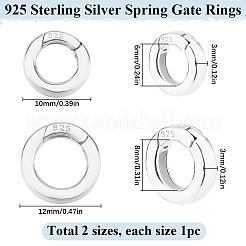 2Pcs 2 Styles 925 Sterling Silver Spring Gate Rings&nbsp;STER-SC0001-35B
