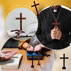 12Bags 3 Colors Easter Wood Cross Figurines Ornaments&nbsp;DJEW-PH0001-91