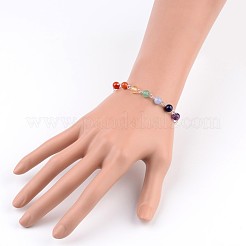 Chakra Jewelry Natural Gemstone Round Bead Link Bracelets&nbsp;X-BJEW-JB02275