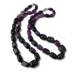 Dyed Natural Agate Cuboid Graduated Beaded Necklaces with Alloy Clasps&nbsp;NJEW-C113-01A