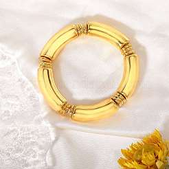 CCB Plastic Curved Tube Beaded Stretch Bracelets for Women&nbsp;BJEW-SW001583-02