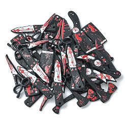 12Pcs 6 Styles Opaque Resin Halloween Horror Goth Pendants&nbsp;RESI-CJ0002-90