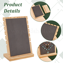 Wooden Slant Back Necklace Organizer Display Stands with Velvet Mat&nbsp;AJEW-WH0471-130A