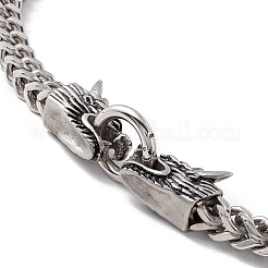 Non-Tarnish 304 Stainless Steel Wheat Chains Necklace with Dragon Clasps for Men Women&nbsp;NJEW-E155-05P