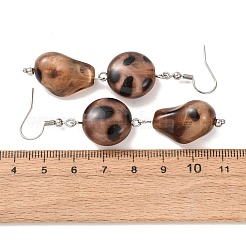 Leopard Print Acrylic with 304 Stainless Steel Dangle Earrings&nbsp;EJEW-Z171-01P
