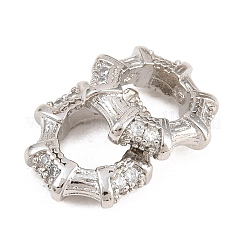 Octagon Brass Micro Pave Clear Cubic Zirconia European Beads&nbsp;KK-B186-15P