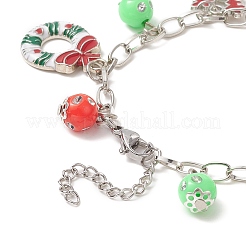Christmas Tree & Santa Claus Alloy Enamel & Acrylic Charm Bracelet&nbsp;BJEW-JB09301