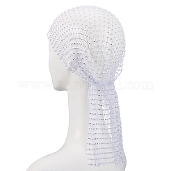 2Pcs 2 Colors Polyester Rhinestone Mesh Headpiece Cap for Women&nbsp;AJEW-CY0001-64