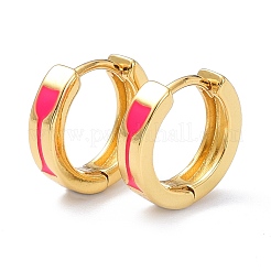 Brass Enamel Hoop Earrings&nbsp;KK-P205-15G