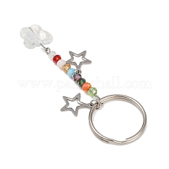 4Pcs Butterfly Glass Pendant Keychain&nbsp;KEYC-JKC01204