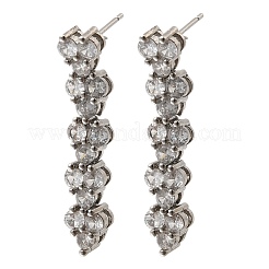 Brass Micro Pave Clear Cubic Zirconia Tassel Stud Earrings&nbsp;EJEW-P322-11P
