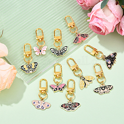 10Pcs 10 Styles Alloy Enamel Butterfly with Flower Pendant Decorations&nbsp;HJEW-YW00152