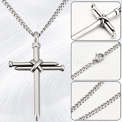 DIY 304 Stainless Steel Nail Cross Pendant Necklace Making Kits&nbsp;DIY-BBC0002-32P