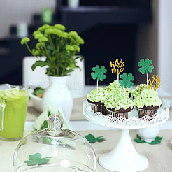 Saint Patrick's Day Clover Paper Cake Toppers&nbsp;AJEW-WH20022-29B