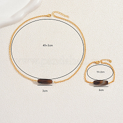 Natural Agate Oval Bracelets & Necklaces Sets for Women&nbsp;SD6681