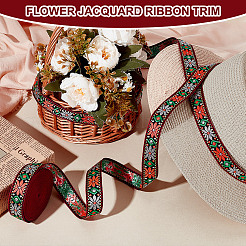 10 Yards Ethnic Style Polyester Jacquard Flower Ribbon&nbsp;OCOR-PH0004-86B