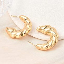 Twisted Brass Stud Earrings for Women&nbsp;KK-CBAD851-20G