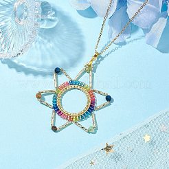 Cylinder Seed Beads Pendant Necklaces&nbsp;NJEW-MZ00039