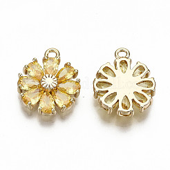 Real 18K Gold Plated Brass Micro Pave Cubic Zirconia Pendants&nbsp;X-KK-S360-043D-NF