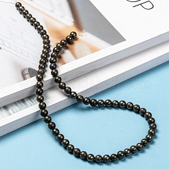 Natural Pyrite Beads Strands&nbsp;G-L031-6mm-01