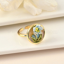 Brass Enamel Cuff Rings&nbsp;RJEW-K291-01G-02