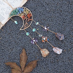 Moon Natural GemstoneChips Pendant Decorations&nbsp;PW-WG87562-01