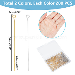 400Pcs 2 Colors 304 Stainless Steel Eye Pins&nbsp;STAS-UN0054-77