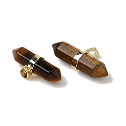 Natural Tiger Eye Double Terminal Pointed Pendants&nbsp;G-NH0001-15G-08