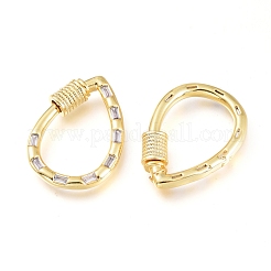 Brass Micro Pave Cubic Zirconia Screw Carabiner Lock Charms&nbsp;KK-M206-14G-01
